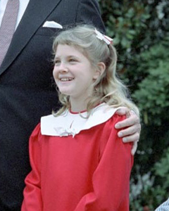 10/17/1984 President with Drew Barrymore at a ceremony launching the Young Astronauts program on the South Lawn