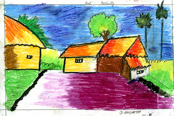 Draw So Easy, Village Scenery | Draw So Easy, Village Scenery  #TinyPrintsArt Stationary Used Drawing book Doms oil pastels Black  SketchPen #villagescenery #easydrawing... | By Tiny Prints Art Academy |  They're always
