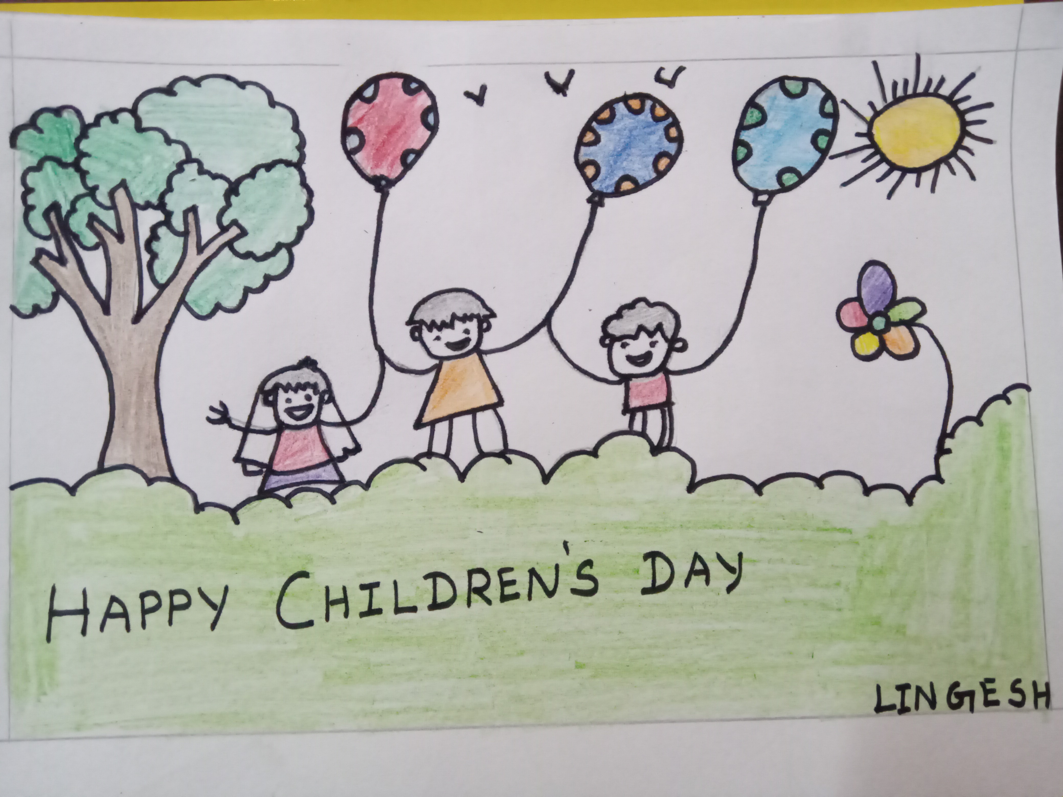 Children's day drawing |Children's day poster drawing| Happy Children's day  Card drawing easy steps - YouTube