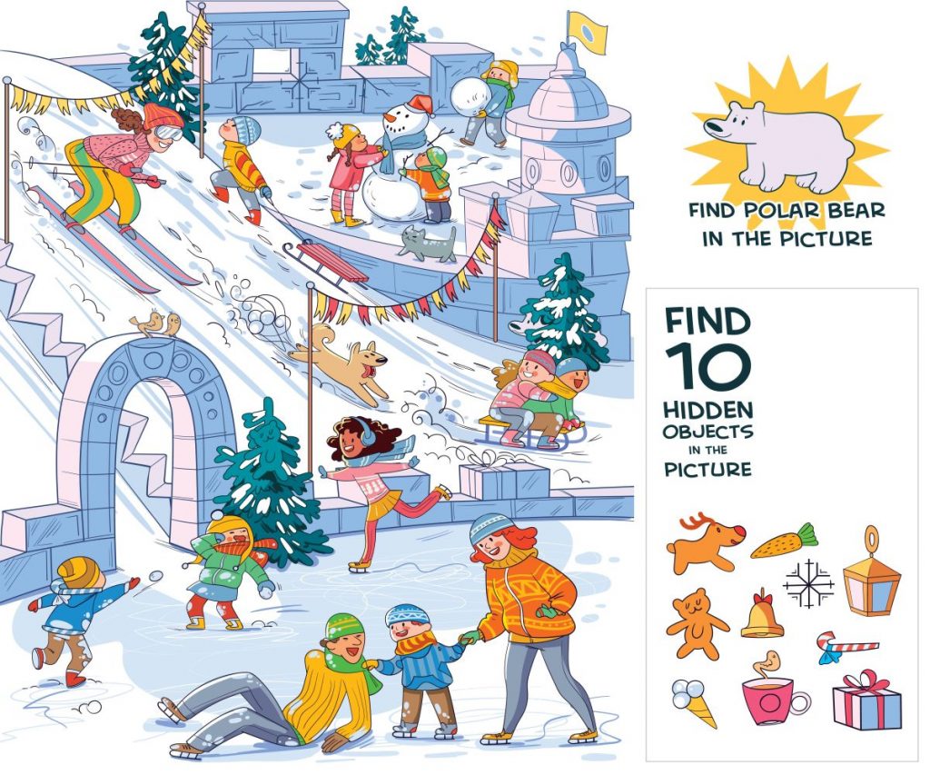 Winter fun. Find 10 hidden objects in the picture - Young World Club